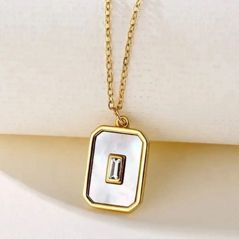 Vintage White Enamel Charm Necklace - Image 2