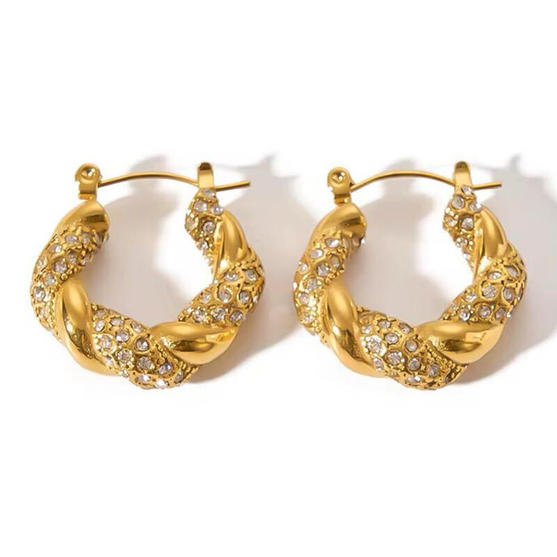 GOLDEN ZIRCON TWIST HOOP - Image 2