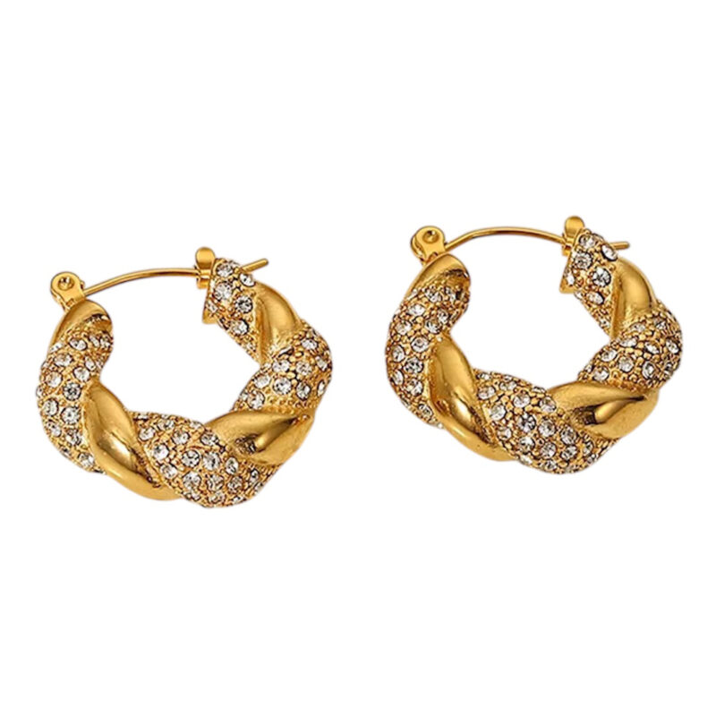 GOLDEN ZIRCON TWIST HOOP
