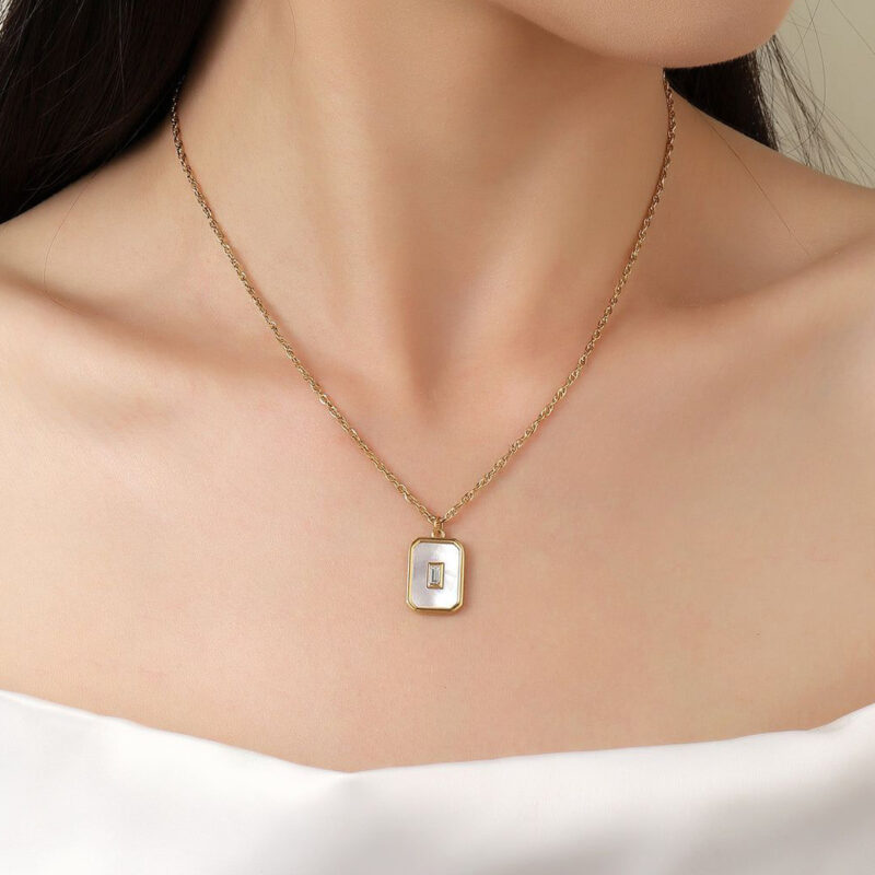 Vintage White Enamel Charm Necklace - Image 3