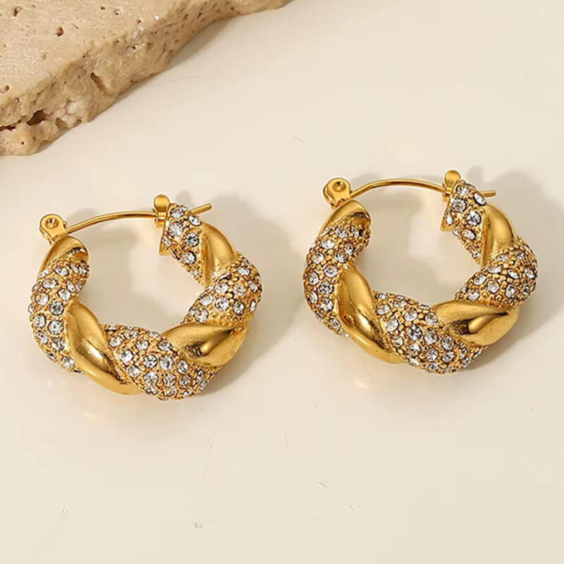 GOLDEN ZIRCON TWIST HOOP - Image 3