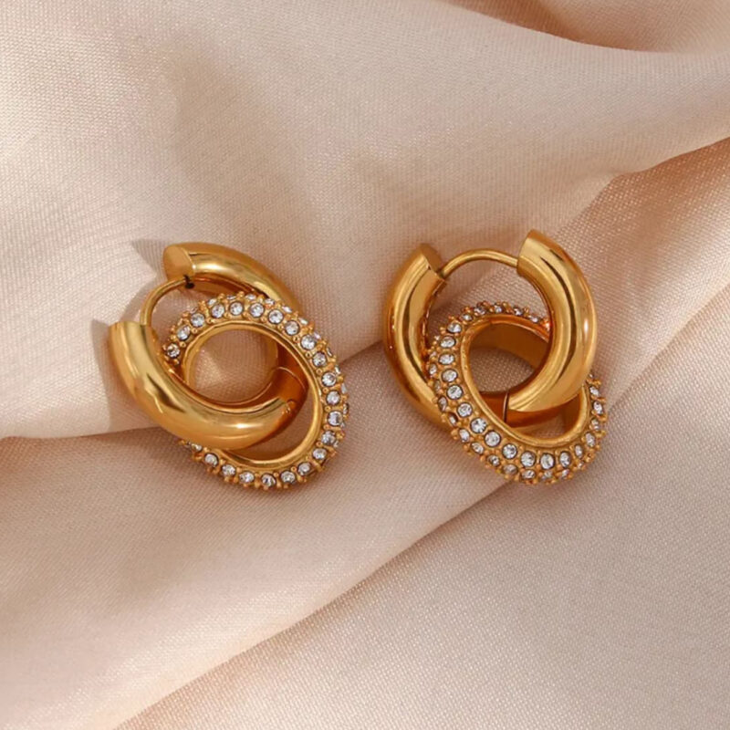 DOUBLE CIRCLE DROP EARRING - Image 2