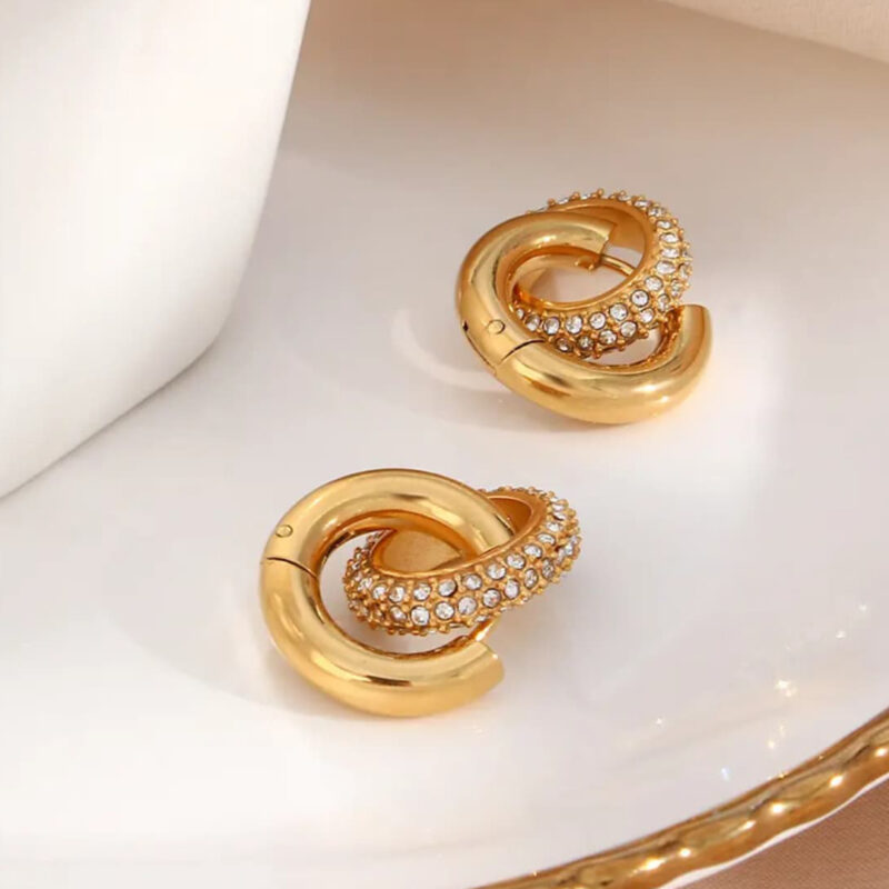 DOUBLE CIRCLE DROP EARRING - Image 3